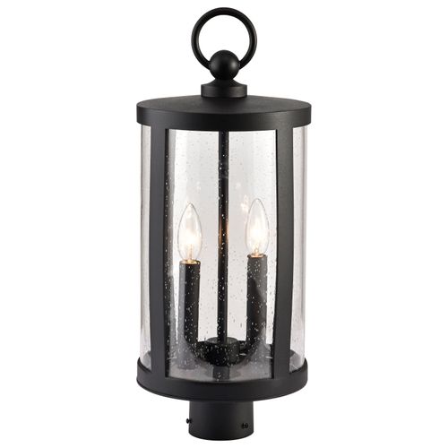 Main product image of Broadstone 2 Light Post Top Matte Black w/ Clear Seeded Glass