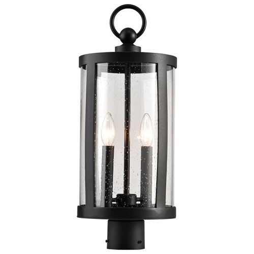 Main product image of Broadstone 2 Light Post Top Matte Black w/ Clear Seeded Glass
