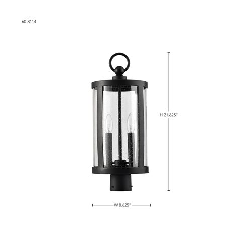 Main product image of Broadstone 2 Light Post Top Matte Black w/ Clear Seeded Glass