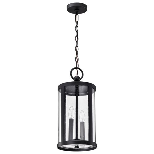 Main product image of Broadstone 2 Light Hanging Lantern Matte Black w/ Clear Seeded Glass