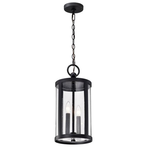 Main product image of Broadstone 2 Light Hanging Lantern Matte Black w/ Clear Seeded Glass