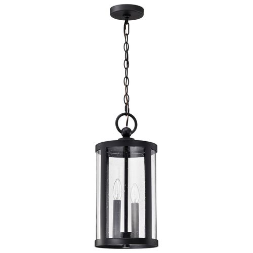 Main product image of Broadstone 2 Light Hanging Lantern Matte Black w/ Clear Seeded Glass
