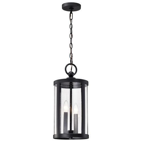 Main product image of Broadstone 2 Light Hanging Lantern Matte Black w/ Clear Seeded Glass