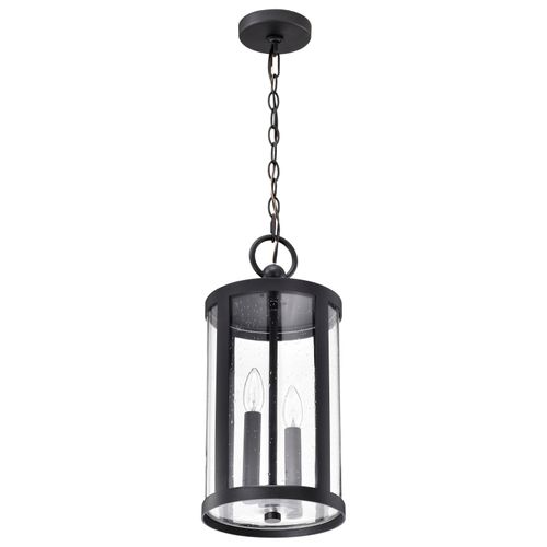 Main product image of Broadstone 2 Light Hanging Lantern Matte Black w/ Clear Seeded Glass
