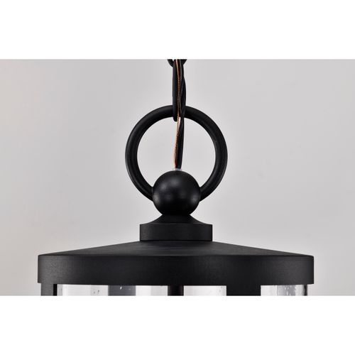 Main product image of Broadstone 2 Light Hanging Lantern Matte Black w/ Clear Seeded Glass