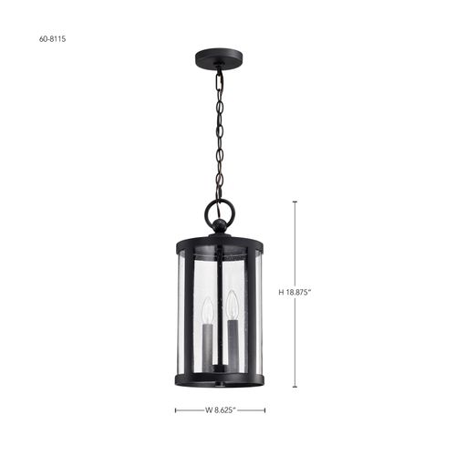 Main product image of Broadstone 2 Light Hanging Lantern Matte Black w/ Clear Seeded Glass