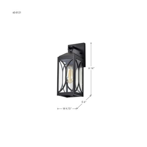 Main product image of Oaklyn 1 Light Small Wall Lantern Matte Black w/ Clear Glass