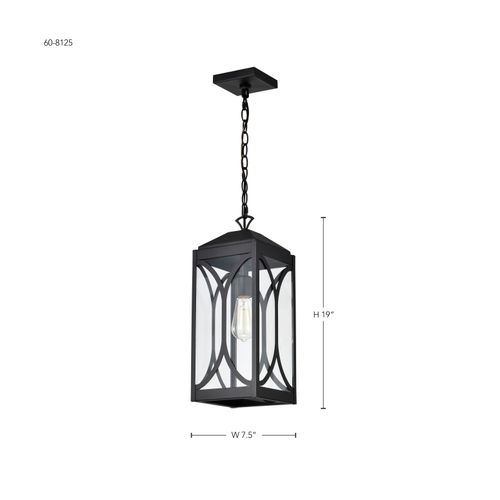 Main product image of Oaklyn 1 Light Hanging Lantern Matte Black w/ Clear Glass
