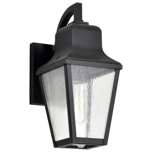 Main product image of Lawrence 1 Light Small Wall Lantern Matte Black w/ Clear Seeded Glass
