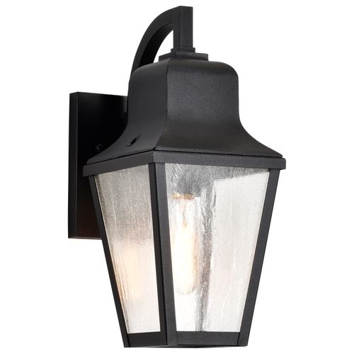 Main product image of Lawrence 1 Light Small Wall Lantern Matte Black w/ Clear Seeded Glass