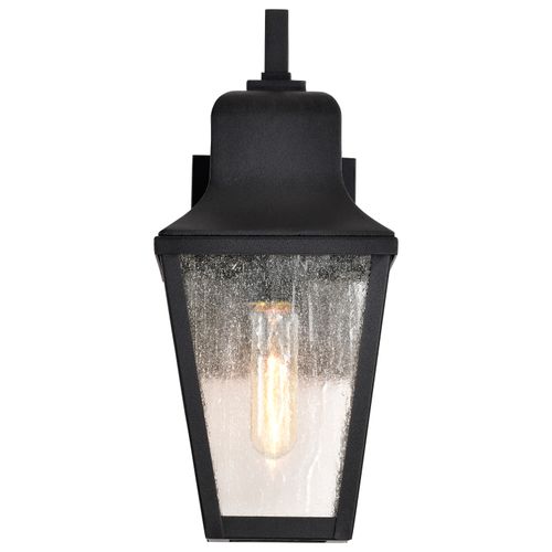 Main product image of Lawrence 1 Light Small Wall Lantern Matte Black w/ Clear Seeded Glass