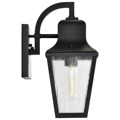 Main product image of Lawrence 1 Light Small Wall Lantern Matte Black w/ Clear Seeded Glass