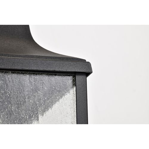 Main product image of Lawrence 1 Light Small Wall Lantern Matte Black w/ Clear Seeded Glass