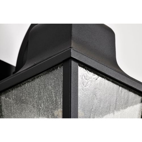 Main product image of Lawrence 1 Light Small Wall Lantern Matte Black w/ Clear Seeded Glass