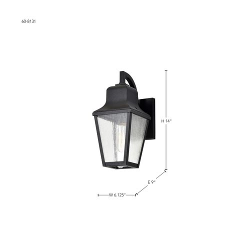 Main product image of Lawrence 1 Light Small Wall Lantern Matte Black w/ Clear Seeded Glass