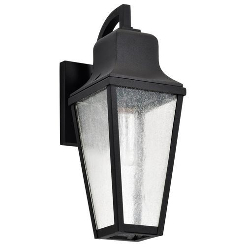 Main product image of Lawrence 1 Light Medium Wall Lantern Matte Black w/ Clear Seeded Glass