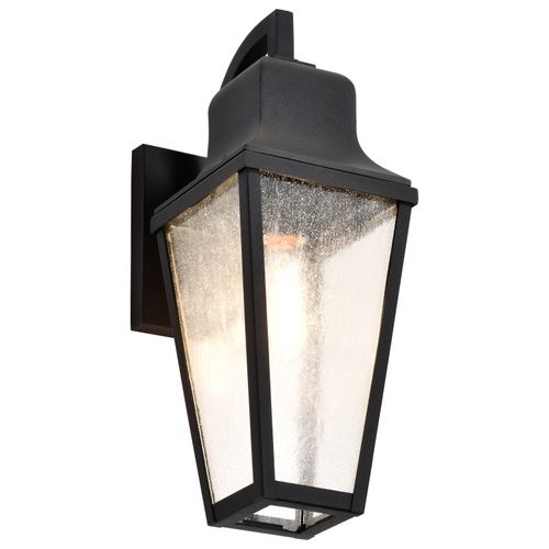 Main product image of Lawrence 1 Light Medium Wall Lantern Matte Black w/ Clear Seeded Glass
