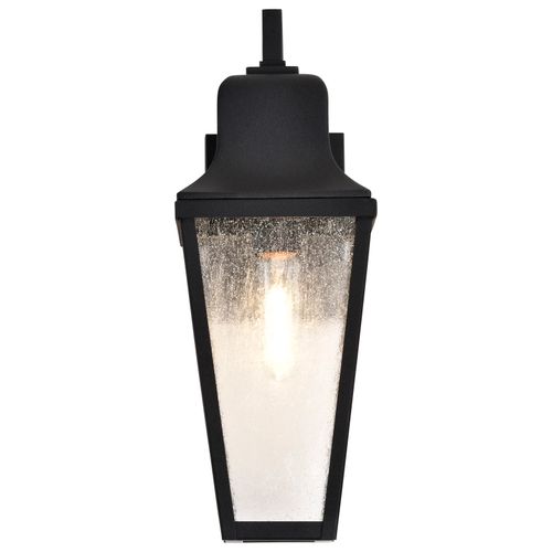 Main product image of Lawrence 1 Light Medium Wall Lantern Matte Black w/ Clear Seeded Glass