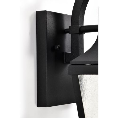 Main product image of Lawrence 1 Light Medium Wall Lantern Matte Black w/ Clear Seeded Glass
