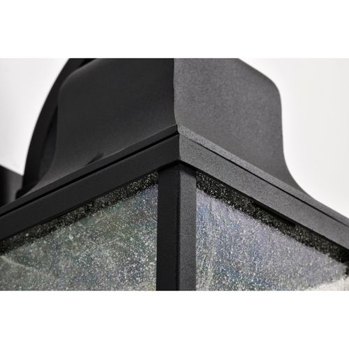 Main product image of Lawrence 1 Light Medium Wall Lantern Matte Black w/ Clear Seeded Glass