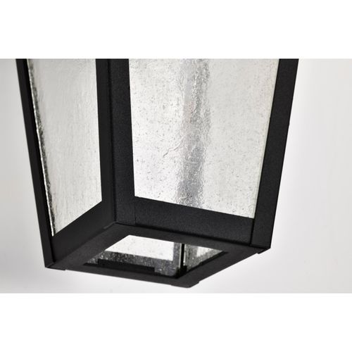Main product image of Lawrence 1 Light Medium Wall Lantern Matte Black w/ Clear Seeded Glass