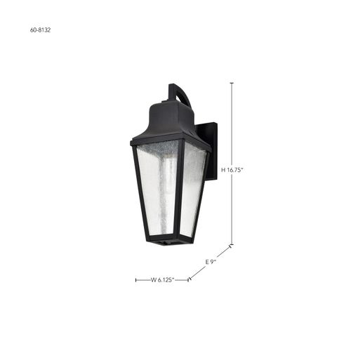 Main product image of Lawrence 1 Light Medium Wall Lantern Matte Black w/ Clear Seeded Glass