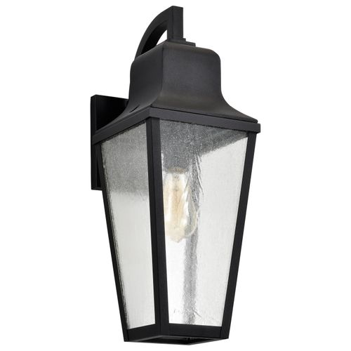 Main product image of Lawrence 1 Light Large Wall Lantern Matte Black w/ Clear Seeded Glass