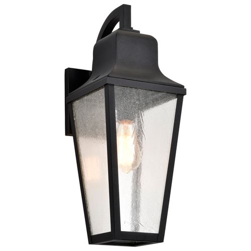 Main product image of Lawrence 1 Light Large Wall Lantern Matte Black w/ Clear Seeded Glass