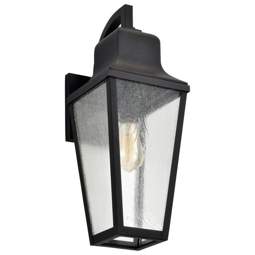 Main product image of Lawrence 1 Light Large Wall Lantern Matte Black w/ Clear Seeded Glass