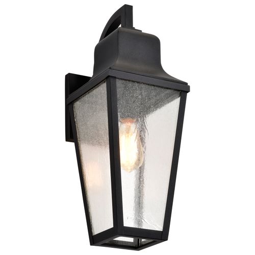 Main product image of Lawrence 1 Light Large Wall Lantern Matte Black w/ Clear Seeded Glass