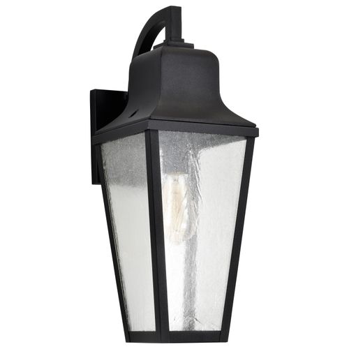 Main product image of Lawrence 1 Light Large Wall Lantern Matte Black w/ Clear Seeded Glass