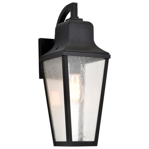 Main product image of Lawrence 1 Light Large Wall Lantern Matte Black w/ Clear Seeded Glass