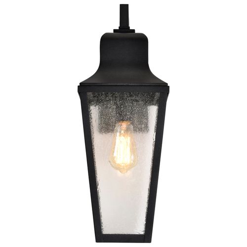 Main product image of Lawrence 1 Light Large Wall Lantern Matte Black w/ Clear Seeded Glass