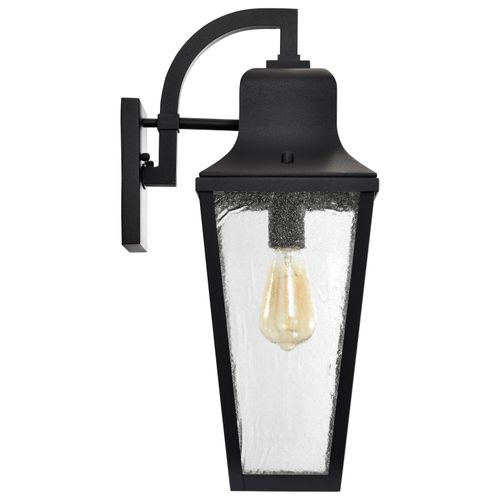Main product image of Lawrence 1 Light Large Wall Lantern Matte Black w/ Clear Seeded Glass