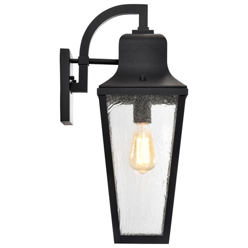 Main product image of Lawrence 1 Light Large Wall Lantern Matte Black w/ Clear Seeded Glass