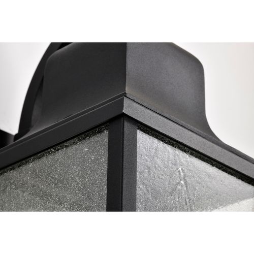 Main product image of Lawrence 1 Light Large Wall Lantern Matte Black w/ Clear Seeded Glass