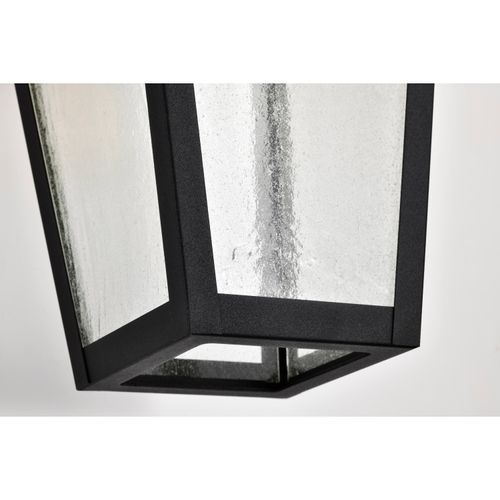 Main product image of Lawrence 1 Light Large Wall Lantern Matte Black w/ Clear Seeded Glass