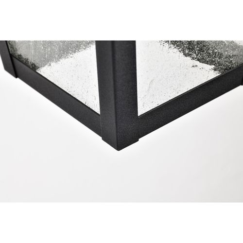 Main product image of Lawrence 1 Light Large Wall Lantern Matte Black w/ Clear Seeded Glass