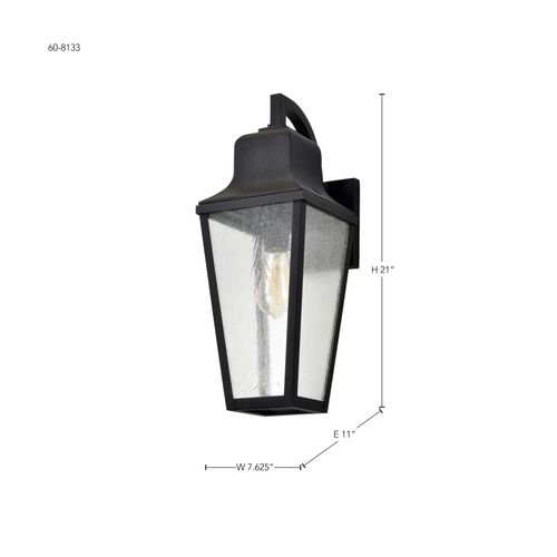 Main product image of Lawrence 1 Light Large Wall Lantern Matte Black w/ Clear Seeded Glass