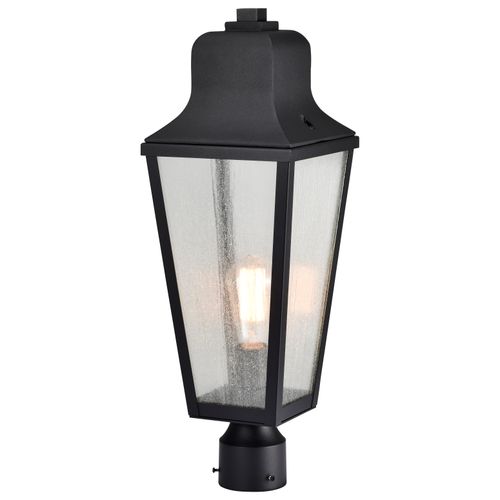Main product image of Lawrence 1 Light Post Top Matte Black w/ Clear Seeded Glass