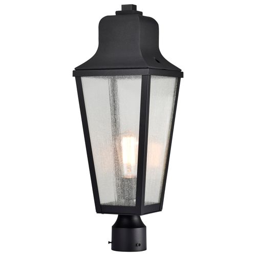 Main product image of Lawrence 1 Light Post Top Matte Black w/ Clear Seeded Glass