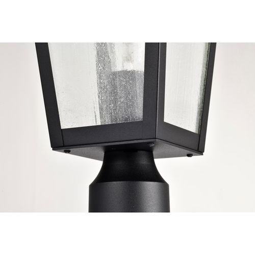 Main product image of Lawrence 1 Light Post Top Matte Black w/ Clear Seeded Glass