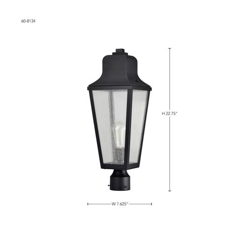 Main product image of Lawrence 1 Light Post Top Matte Black w/ Clear Seeded Glass