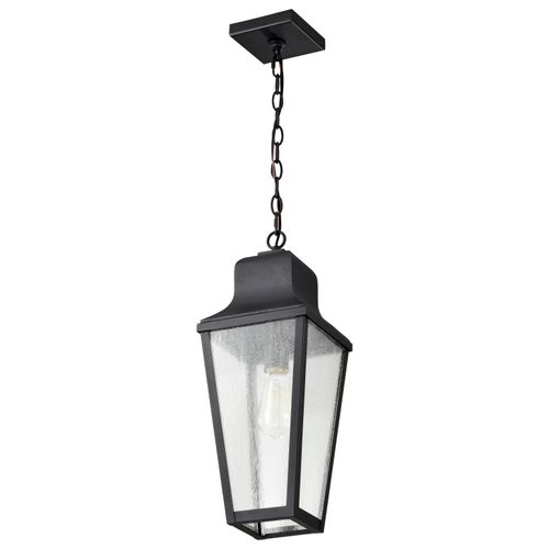 Main product image of Lawrence 1 Light Hanging Lantern Matte Black w/ Clear Seeded Glass