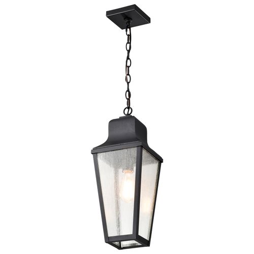 Main product image of Lawrence 1 Light Hanging Lantern Matte Black w/ Clear Seeded Glass
