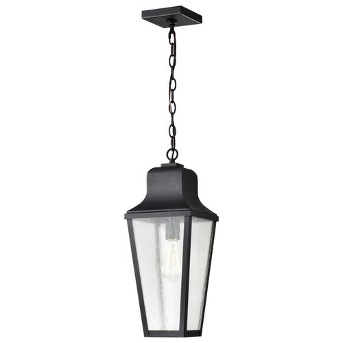 Main product image of Lawrence 1 Light Hanging Lantern Matte Black w/ Clear Seeded Glass