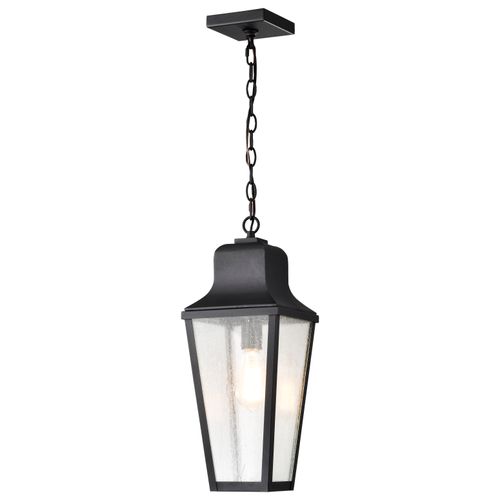 Main product image of Lawrence 1 Light Hanging Lantern Matte Black w/ Clear Seeded Glass