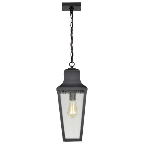 Main product image of Lawrence 1 Light Hanging Lantern Matte Black w/ Clear Seeded Glass
