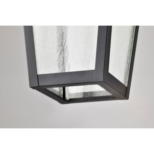 Main product image of Lawrence 1 Light Hanging Lantern Matte Black w/ Clear Seeded Glass