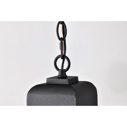 Main product image of Lawrence 1 Light Hanging Lantern Matte Black w/ Clear Seeded Glass